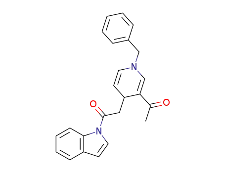 Molecular Structure of 184476-69-5 (1H-Indole, 1-[[3-acetyl-1,4-dihydro-1-(phenylmethyl)-4-pyridinyl]acetyl]-)