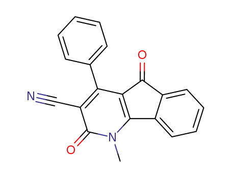 Molecular Structure of 84762-28-7 (1H-Indeno[1,2-b]pyridine-3-carbonitrile,
2,5-dihydro-1-methyl-2,5-dioxo-4-phenyl-)