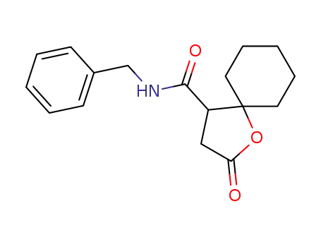 Molecular Structure of 136547-38-1 (N-benzyl-2-oxo-1-oxaspiro[4.5]decane-4-carboxamide)