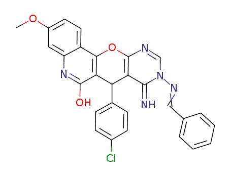 7-(4-chlorophenyl)-6-hydroxy-3-methoxy-8-imino-9-phenylmethyleneamino-8,9-dihydro-7H-pyrimido[5',4':5,6]pyrano[3,2-c]quinoline
