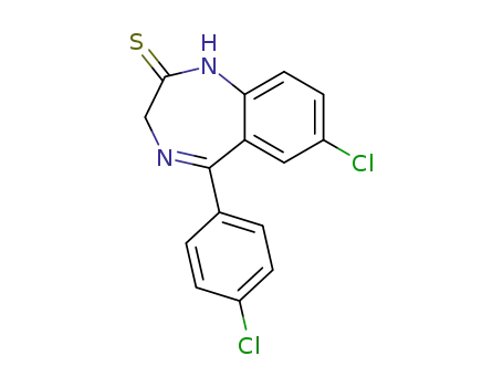 Molecular Structure of 119794-31-9 (2H-1,4-Benzodiazepine-2-thione,
7-chloro-5-(4-chlorophenyl)-1,3-dihydro-)