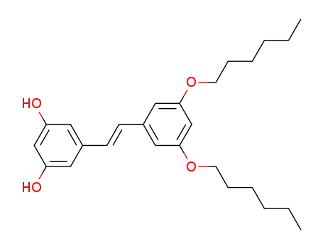 Molecular Structure of 190371-65-4 (1,3-Benzenediol, 5-[2-[3,5-bis(hexyloxy)phenyl]ethenyl]-, (E)-)