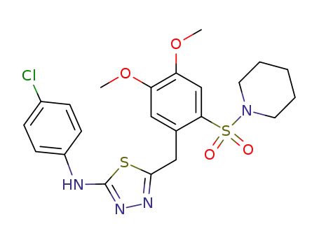 N-{5-[2-(1-piperidinesulfamoyl)-4,5-dimethoxybenzyl]-1,3,4-thiadiazol-2-yl}-(p-chlorophenyl)amine