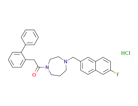 Molecular Structure of 1189141-81-8 (1-(biphenyl-2-ylacetyl)-4-[(6-fluoro-2-naphthyl)methyl]-1,4-diazepane hydrochloride)