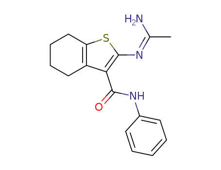Molecular Structure of 126718-91-0 (2-Acetimidoylamino-4,5,6,7-tetrahydro-benzo[b]thiophene-3-carboxylic acid phenylamide)