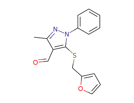 Molecular Structure of 160348-49-2 (5-furfurylsulfanyl-3-methyl-1-phenylpyrazole-4-carbaldehyde)