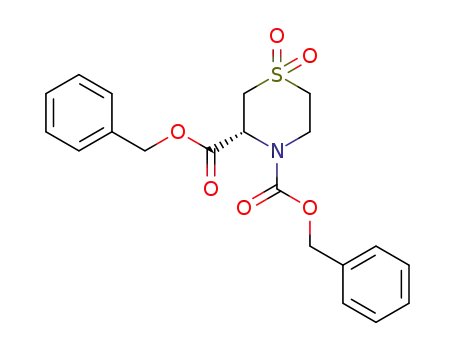 Molecular Structure of 159381-01-8 ((-)-(3R)-1,1-dioxo-4-(benzyloxycarbonyl)perhydro-1,4-thiazine-3-carboxylic acid benzyl ester)