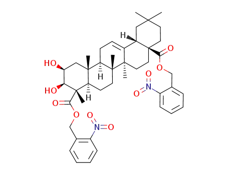 Molecular Structure of 124857-54-1 (di-(2-nitrobenzyl) 2β,3β-dihydroxy-Δ<sup>12</sup>-oleanene-23,28-dioate)