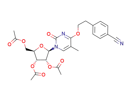 2',3',5'-tri-O-acetyl-O<sup>4</sup>-2-<(4-cyanophenyl)ethyl>ribosylthymine