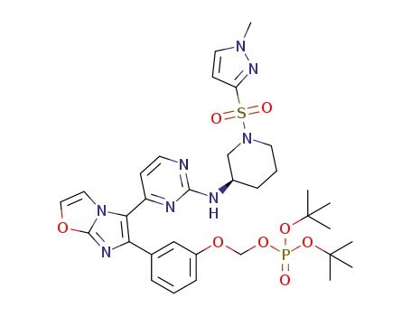 Molecular Structure of 1228237-58-8 ((R)-di-tert-butyl (3-(5-(2-(1-(1-methyl-1H-pyrazol-3-ylsulfonyl)-piperidin-3-ylamino)pyrimidin-4-yl)imidazo[2,1-b]oxazol-6-yl)phenoxy)methyl phosphate)