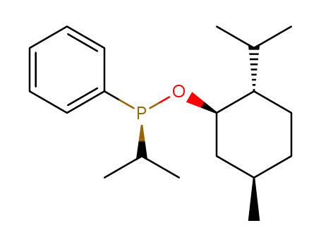 Molecular Structure of 62376-13-0 (rel-(1-Methylethyl)phenylphosphinous acid (1S*)-2β*-(1-methylethyl)-5α*-methylcyclohexane-1α*-yl ester)