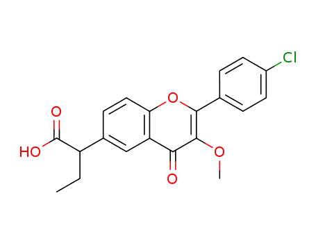 Molecular Structure of 173469-89-1 (2-(4-Chlorophenyl)-alpha-ethyl-3-methoxy-4-oxo-4H-1-benzopyran-6-aceti c acid)