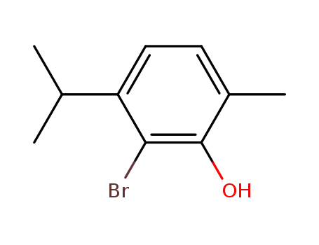 Molecular Structure of 89368-24-1 (Phenol, 2-bromo-6-methyl-3-(1-methylethyl)-)