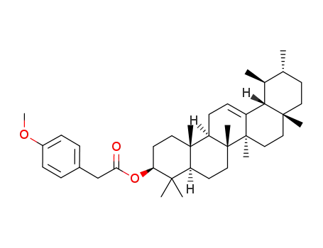 Molecular Structure of 1146582-48-0 (4,4,6a,6b,8a,11,12,14b-octamethyl-1,2,3,4,4a,5,6,6a,6b,7,8,8a,9,10,11,12,12a,14,14a,14b-icosahydropicen-3-yl 2-(4-methoxyphenyl)acetate)