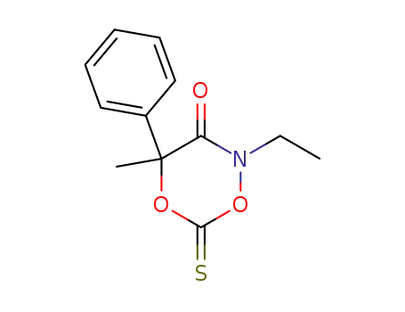 Molecular Structure of 88051-53-0 (2H-1,5,2-Dioxazin-3(4H)-one, 2-ethyl-4-methyl-4-phenyl-6-thioxo-)