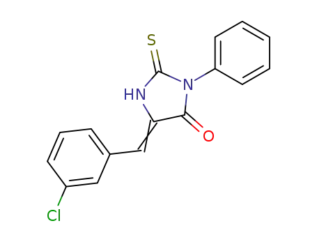 Molecular Structure of 41534-90-1 ((5E)-5-(3-chlorobenzylidene)-2-mercapto-3-phenyl-3,5-dihydro-4H-imidazol-4-one)