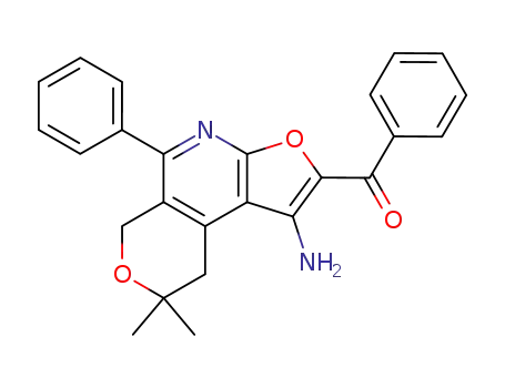 Molecular Structure of 172985-30-7 ((1-amino-8,8-dimethyl-5-phenyl-8,9-dihydro-6H-furo[2,3-b]pyrano[4,3-d]pyridin-2-yl)(phenyl)methanone)