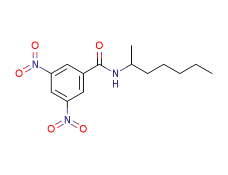 Molecular Structure of 90697-01-1 (Benzamide, N-(1-methylhexyl)-3,5-dinitro-)