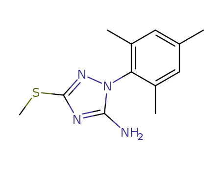 Molecular Structure of 84827-96-3 (1H-1,2,4-Triazol-5-amine, 3-(methylthio)-1-(2,4,6-trimethylphenyl)-)