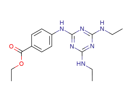 Molecular Structure of 119712-29-7 (ethyl(2,4-bis-ethylamino-s-triazin-6-yl)aminobenzoate)