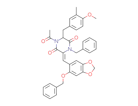 1-Acetyl-4-benzyl-3-[1-(6-benzyloxy-benzo[1,3]dioxol-5-yl)-meth-(Z)-ylidene]-6-(4-methoxy-3-methyl-benzyl)-piperazine-2,5-dione