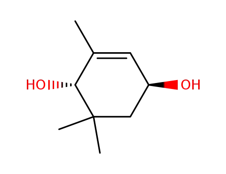 Molecular Structure of 141037-63-0 ((+/-)-trans-2,6,6-trimethyl-2-cyclohexen-1,4-diol)