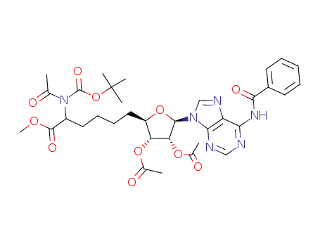 2-(Acetyl-tert-butoxycarbonyl-amino)-6-[(2R,3R,4R,5R)-3,4-diacetoxy-5-(6-benzoylamino-purin-9-yl)-tetrahydro-furan-2-yl]-hexanoic acid methyl ester
