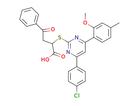 Molecular Structure of 181763-69-9 (2-[4-(4-Chloro-phenyl)-6-(2-methoxy-4-methyl-phenyl)-pyrimidin-2-ylsulfanyl]-4-oxo-4-phenyl-butyric acid)
