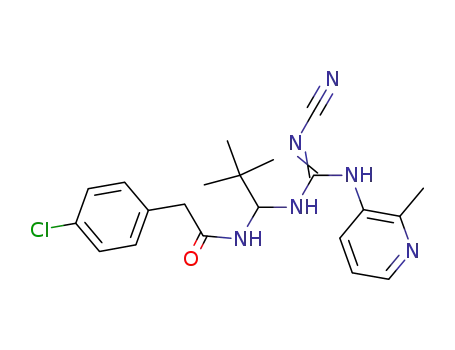 Molecular Structure of 861392-99-6 (Benzeneacetamide, 4-chloro-N-[1-[[(cyanoamino)[(2-methyl-3-pyridinyl)imino]methyl]amino]-2,2-dimethylpropyl]-)