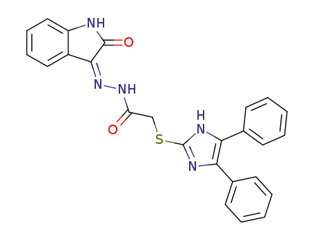 Molecular Structure of 180904-58-9 ((4,5-Diphenyl-1H-imidazol-2-ylsulfanyl)-acetic acid [2-oxo-1,2-dihydro-indol-(3Z)-ylidene]-hydrazide)