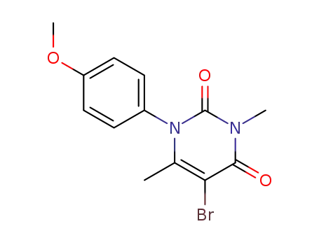 Molecular Structure of 32000-79-6 (5-bromo-1-(4-methoxyphenyl)-3,6-dimethylpyrimidine-2,4(1H,3H)-dione)