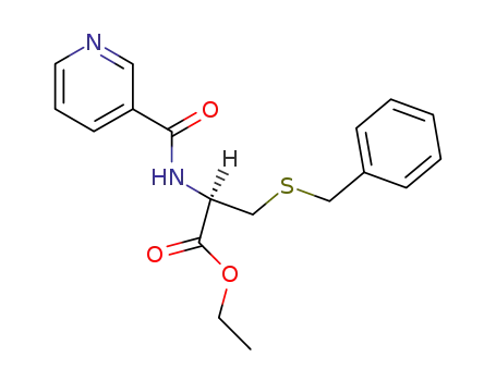 Molecular Structure of 63293-20-9 (L-Cysteine, S-(phenylmethyl)-N-(3-pyridinylcarbonyl)-, ethyl ester)