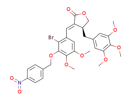 (S)-(E)-2-<2-bromo-4,5-dimethoxy-3-(4-nitrobenzyloxy)-benzylidene>-3-(3,4,5-trimethoxybenzyl)butanolide