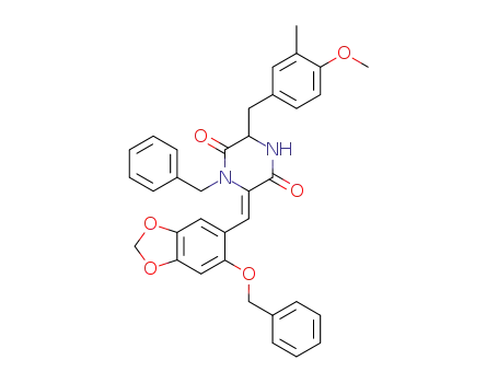 1-Benzyl-6-[1-(6-benzyloxy-benzo[1,3]dioxol-5-yl)-meth-(Z)-ylidene]-3-(4-methoxy-3-methyl-benzyl)-piperazine-2,5-dione