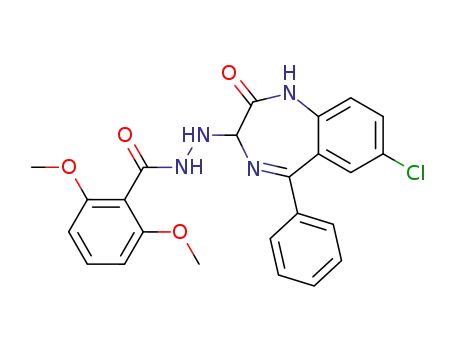 Benzoic acid, 2,6-dimethoxy-, 2-(7-chloro-2,3-dihydro-2-oxo-5-phenyl-1H-1,4-benzodiazepin-3-yl)hydrazide