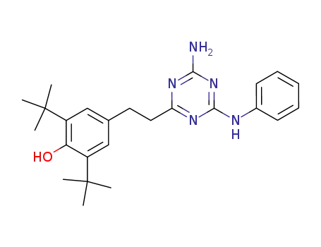 Molecular Structure of 114811-92-6 (4-[2-(4-Amino-6-phenylamino-[1,3,5]triazin-2-yl)-ethyl]-2,6-di-tert-butyl-phenol)