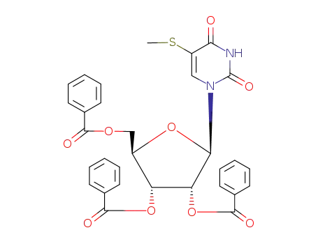 Molecular Structure of 29979-89-3 (1-(2',3',5'-tri-O-benzoyl-β-D-ribofuranosyl)-5-(methylthio)uracil)