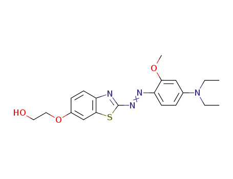 Molecular Structure of 89787-46-2 (Ethanol,
2-[[2-[[4-(diethylamino)-2-methoxyphenyl]azo]-6-benzothiazolyl]oxy]-)