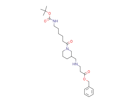 Molecular Structure of 173051-70-2 (<<<1-(6-Boc-aminocaproyl)piperid-3-yl>methyl>amino>propionic acid benzyl ester)