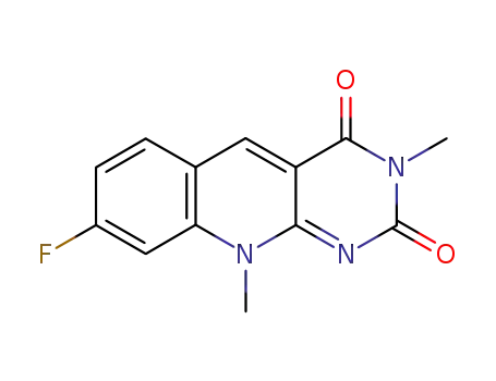 Molecular Structure of 78752-76-8 (Pyrimido[4,5-b]quinoline-2,4(3H,10H)-dione, 8-fluoro-3,10-dimethyl-)