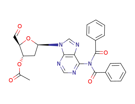 Molecular Structure of 161496-51-1 (9-(3-O-acetyl-2-deoxy-β-D-erythro-pento-5-aldo-1,4-furanosyl)-6,6-N,N-dibenzoyladenine)