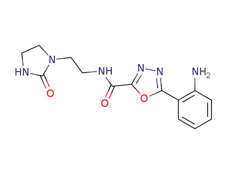 Molecular Structure of 1181815-09-7 (5-(2-aminophenyl)-[1,3,4]oxadiazole-2-carboxylic acid [2-(2-oxoimidazolidin-1-yl)ethyl]amide)