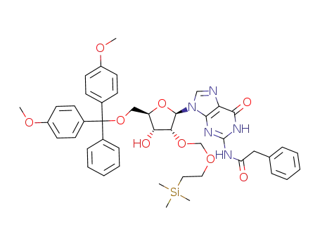 N-{9-[(2R,3R,4R,5R)-5-[Bis-(4-methoxy-phenyl)-phenyl-methoxymethyl]-4-hydroxy-3-(2-trimethylsilanyl-ethoxymethoxy)-tetrahydro-furan-2-yl]-6-oxo-6,9-dihydro-1H-purin-2-yl}-2-phenyl-acetamide