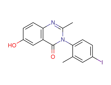 Molecular Structure of 1214739-68-0 (6-hydroxy-3-(4-iodo-2-methylphenyl)-2-methylquinazolin-4(3H)-one)
