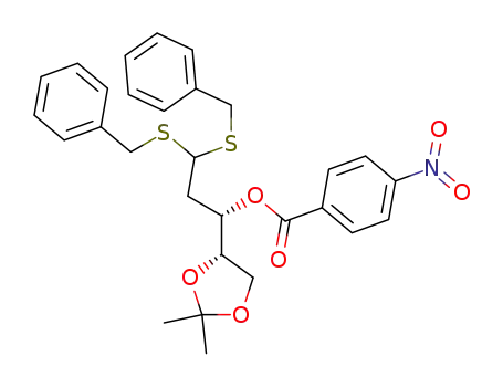 4-Nitro-benzoic acid (S)-3,3-bis-benzylsulfanyl-1-((S)-2,2-dimethyl-[1,3]dioxolan-4-yl)-propyl ester