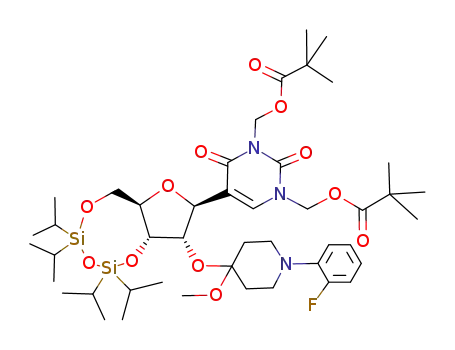 2'-O-<1-(2-fluorophenyl)-4-methoxypiperidin-4-yl>-N-1,N-3-bis(pivaloyloxymethyl)-3',5'-O-(tetraisopropyldisiloxane-1,3-diyl)pseudouridine