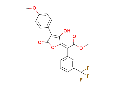 Molecular Structure of 1158649-31-0 (methyl (E)-2-(3-hydroxy-4-(4-methoxyphenyl)-5-oxofuran-2(5H)-ylidene)-2-(3-(trifluoromethyl)phenyl)acetate)