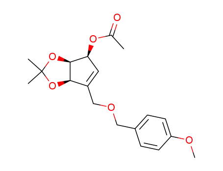 Molecular Structure of 180524-84-9 (Acetic acid (3aS,4S,6aR)-6-(4-methoxy-benzyloxymethyl)-2,2-dimethyl-4,6a-dihydro-3aH-cyclopenta[1,3]dioxol-4-yl ester)