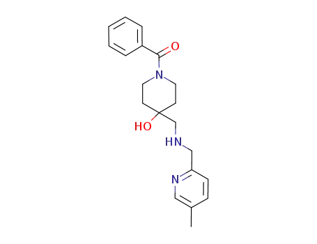 Molecular Structure of 1250831-52-7 (1-benzoyl-4-[[[(5-methylpyridin-2-yl)methyl]amino]methyl]-piperidin-4-ol)