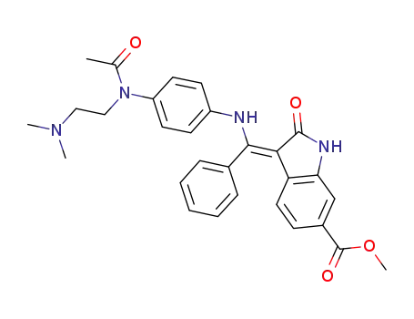 Molecular Structure of 334949-37-0 ((Z)-3-({4-[N-acetyl-(2-dimethylaminoethyl)-amino]-phenylamino}-phenyl-methylene)-2-oxo-2,3-dihydro-1H-indole-6-carboxylic acid methyl ester)